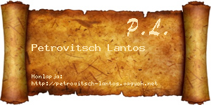 Petrovitsch Lantos névjegykártya